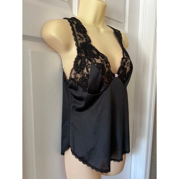 Ashley Taylor Black Lace Trimmed Camisole Size M Vintage 90's - Picture 2 of 8